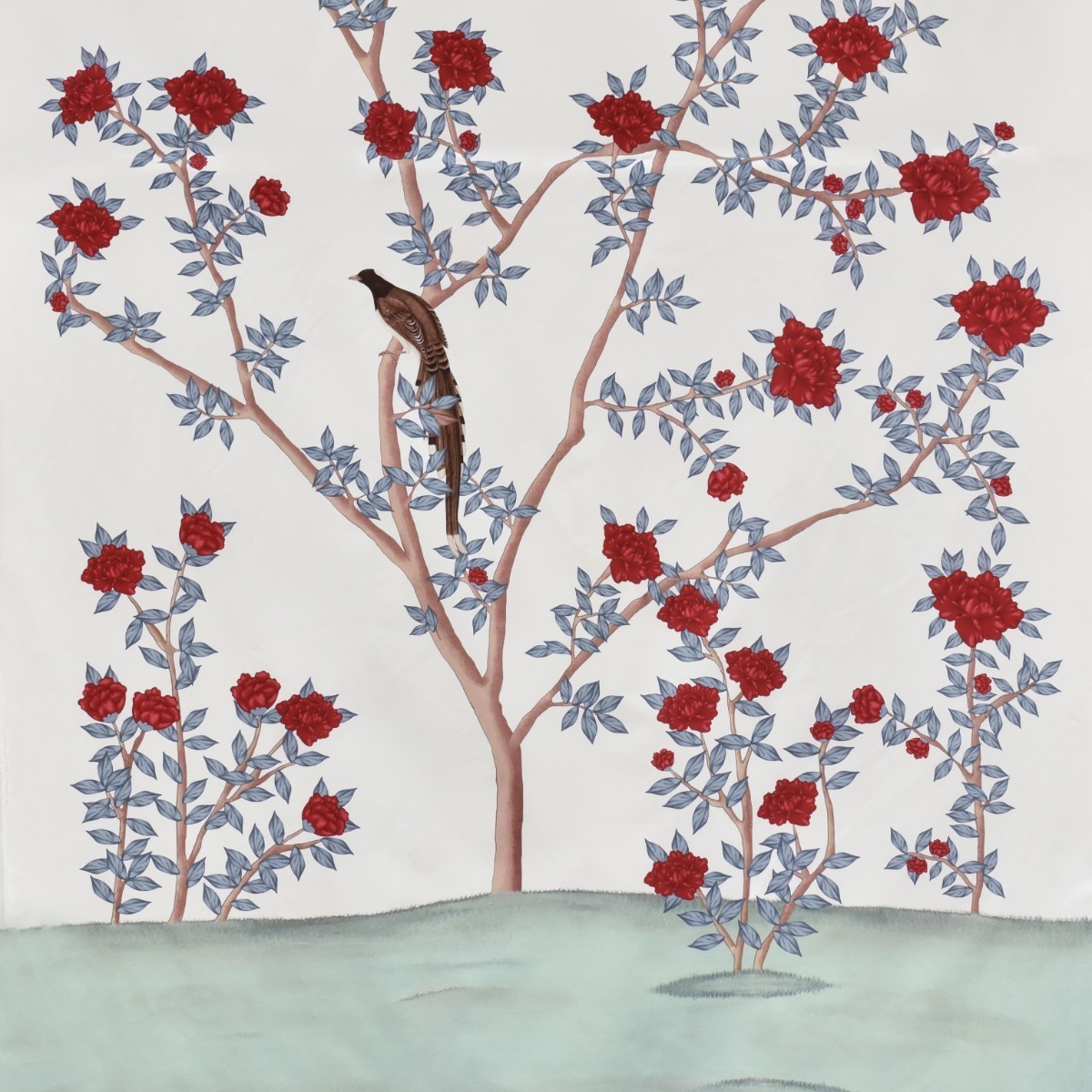 Tecido Painel Rosas Fundo Off White