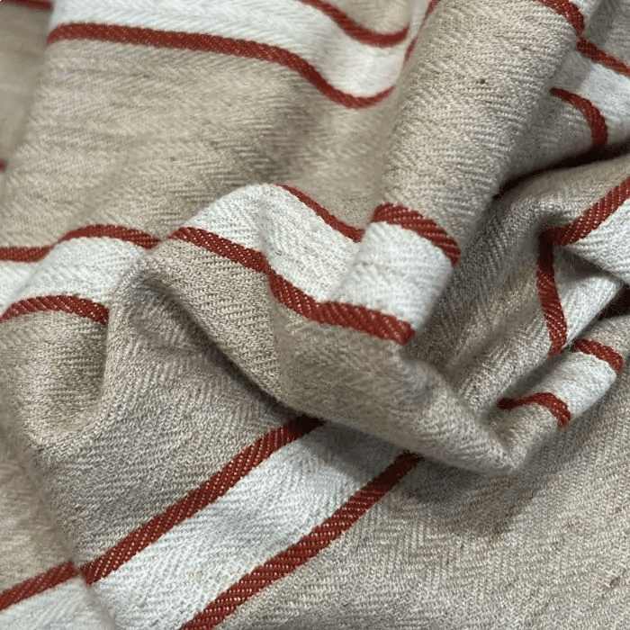 Tecido Lista Hindu Natural Rusty