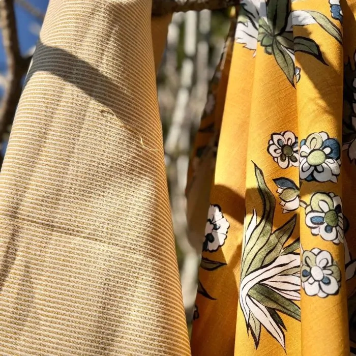 Tecido Lista Fina Cúrcuma Tecido Lista Fina Cúrcuma