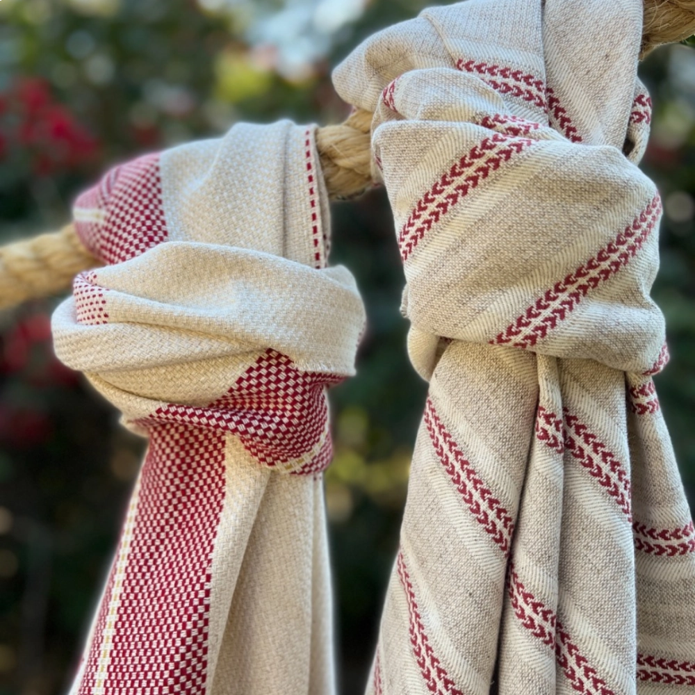 Tecido Lista Sargento Magenta com Fundo Natural