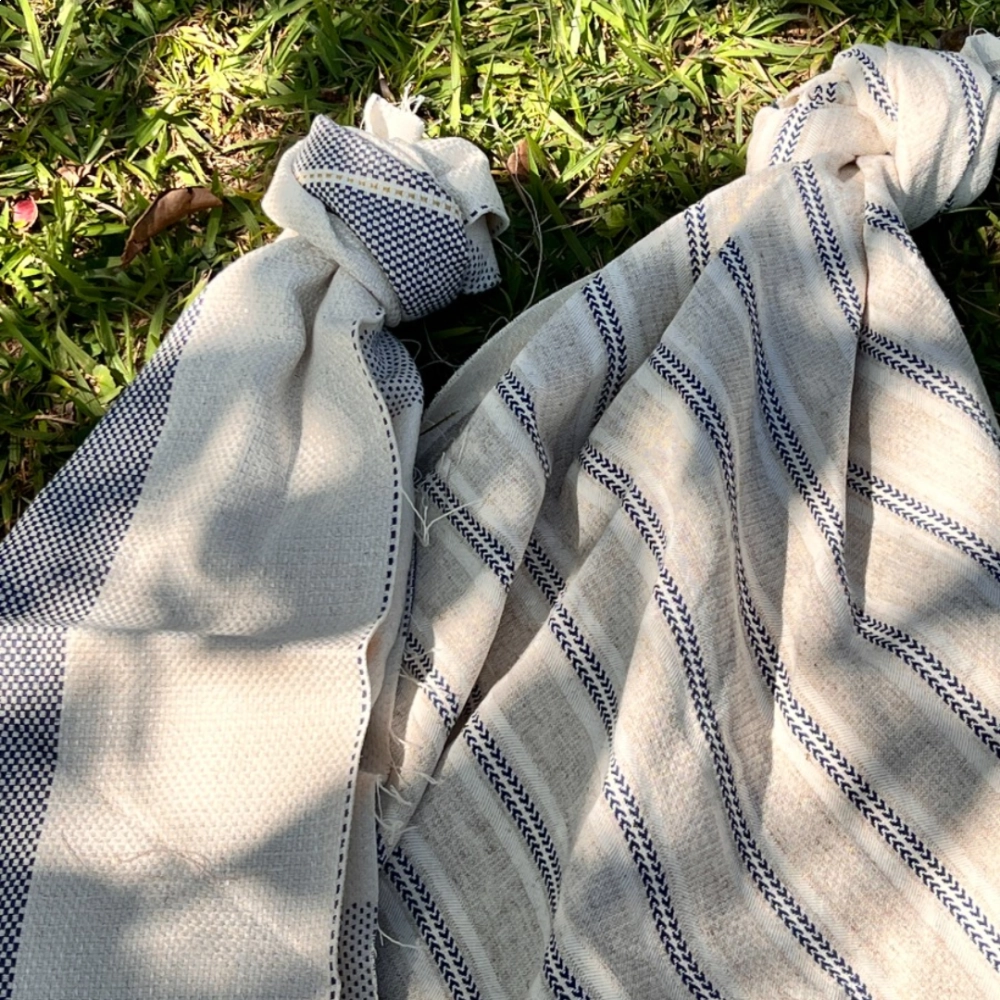 Tecido Lista Sargento Marinho com Fundo Natural 