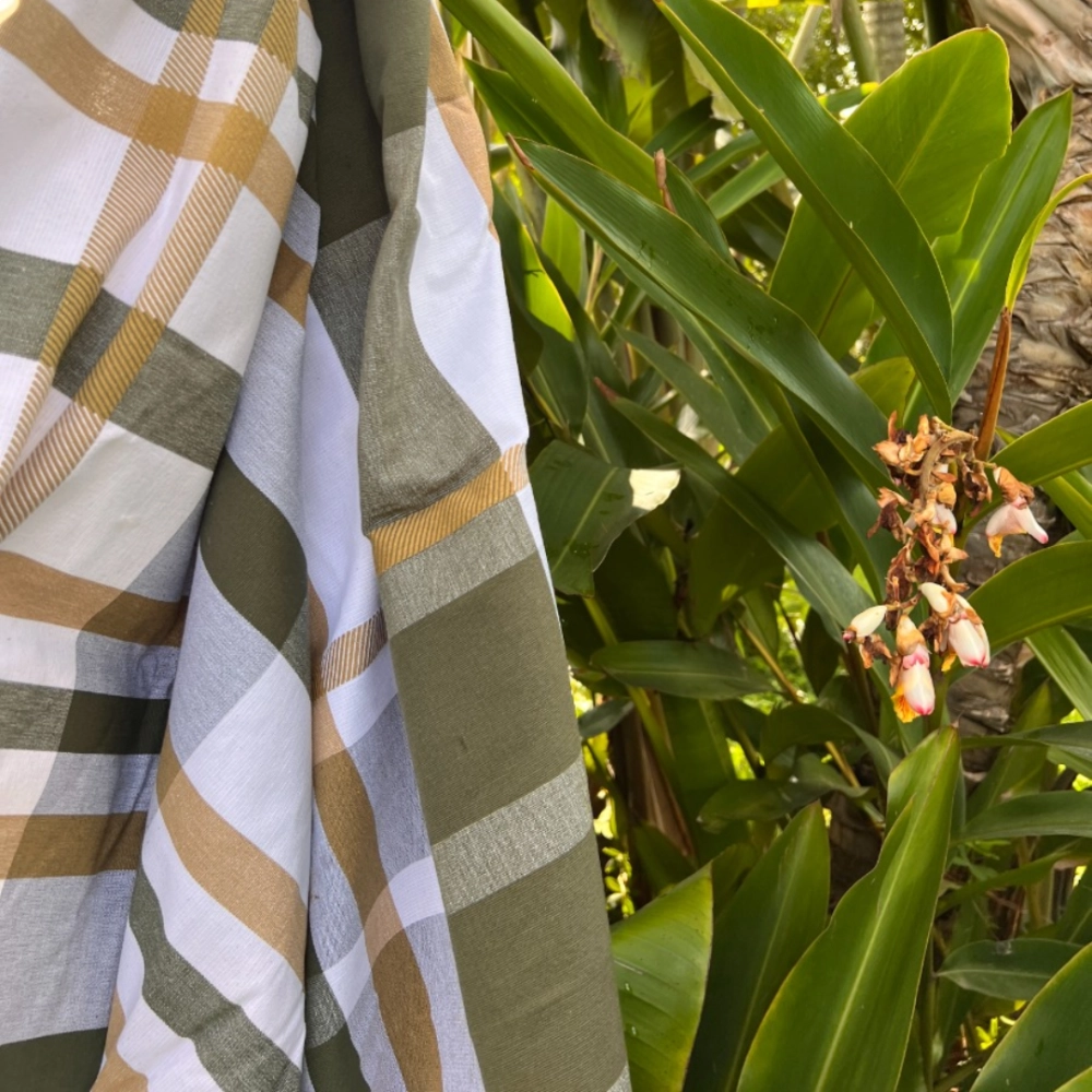 Tecido Xadrez Cedro com Camel 